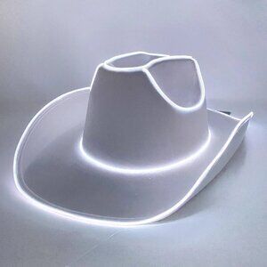 LED Light Up Cowboy Hat Cowgirl Hat for Halloween, Christmas, Party, White